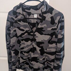Ladies medium old navy grey and black camo fleece pullover